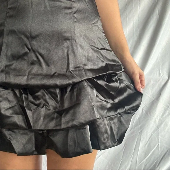 Speechless Black and Purple Ruffled Satin Mini Dress - Picture 6 of 8